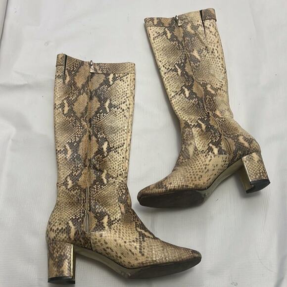 POUR LA VICTOIRE LEATHER SNAKESKIN KNEE HIGH BOOTS SIZE 8.5 - Picture 2 of 13